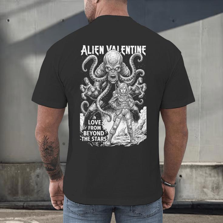 Alien Valentine Science Fiction Vintage Comic Book Men's Back Print T-Shirt