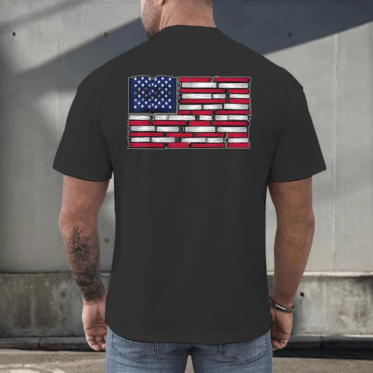 America US Flag Books Library Reading For Book Lover Reader Men's Back Print T-Shirt America US Flag Books Library Reading For Book Lover Reader Men's Back Print T-Shirt