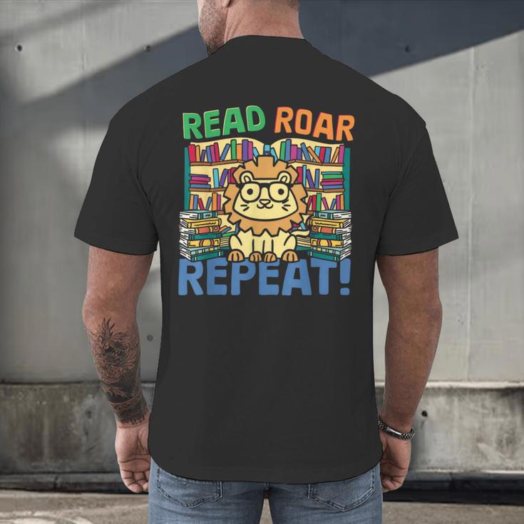 Animals Read Reading Book Library First Day Of School Kids Men's Back Print T-Shirt