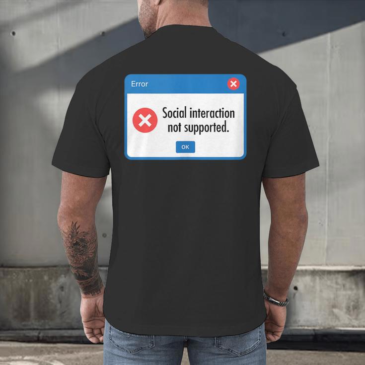 Anti Social Introvert Social Interaction Not Supported Men's Back Print T-Shirt Anti Social Introvert Social Interaction Not Supported Men's Back Print T-Shirt