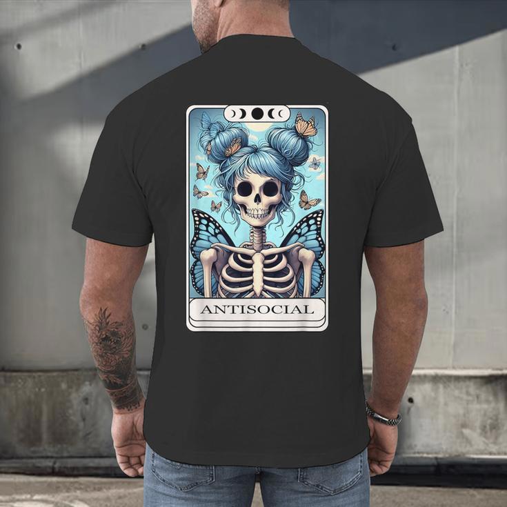 Antisocial Butterfly Tarot Card Introvert Women Stay Home Men's Back Print T-Shirt