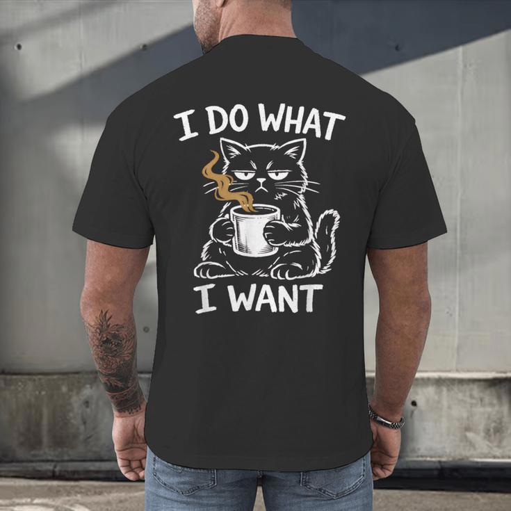 Antisocial Introvert Cat Coffee Sarcastic Attitudes Graphic Men's Back Print T-Shirt