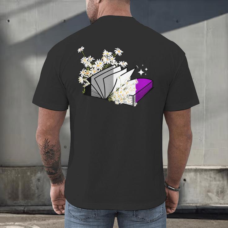 Asexual Book Lover LGBT Reading Pride Ace Flag Daisy Men's Back Print T-Shirt