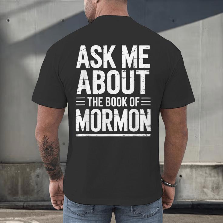 Ask Me About The Book Of Mormon Men's Back Print T-Shirt