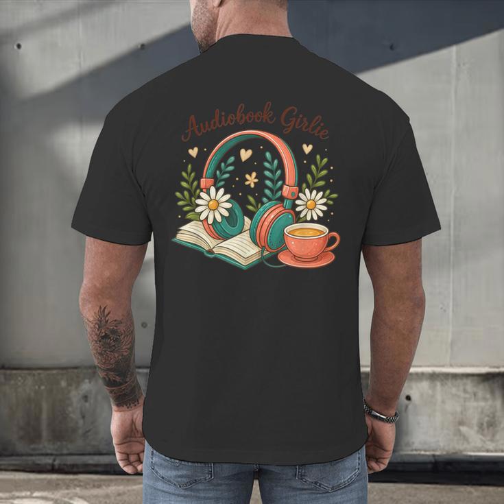 Audiobook Girlie Headphones Book Tea Love Men's Back Print T-Shirt Audiobook Girlie Headphones Book Tea Love Men's Back Print T-Shirt