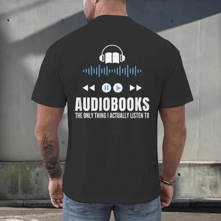 Audiobooks Listener Book Reading Lover Fun Men's Back Print T-Shirt Audiobooks Listener Book Reading Lover Fun Men's Back Print T-Shirt