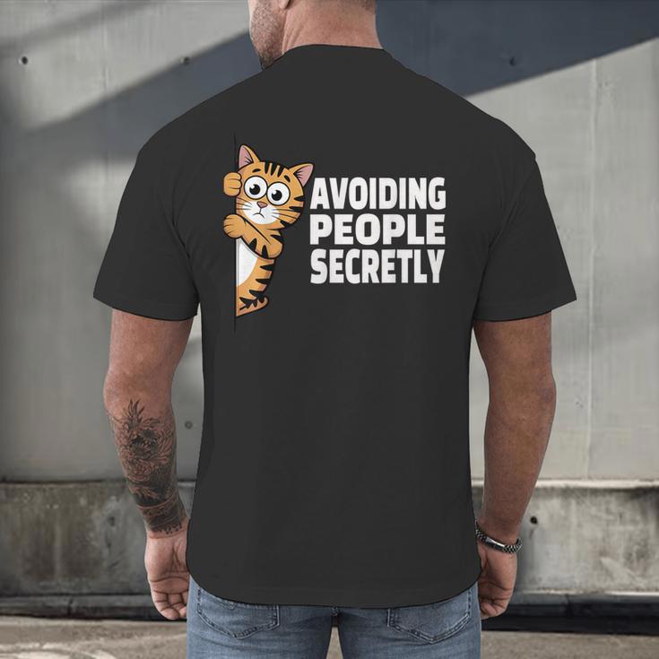 Avoiding People Secretly Cat Introvert Humor Men's Back Print T-Shirt Avoiding People Secretly Cat Introvert Humor Men's Back Print T-Shirt