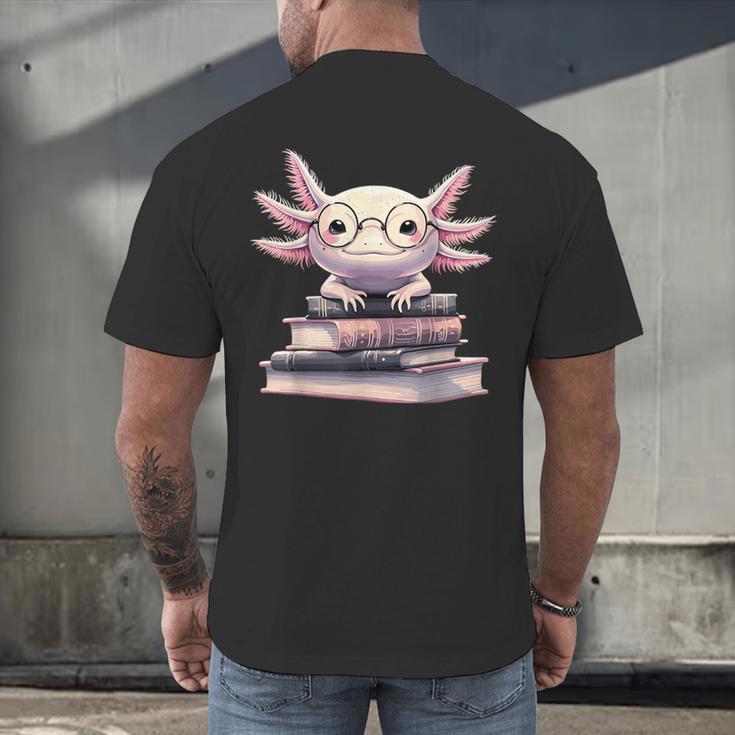 Axolotl Books Readsalotl Reading Bookworm Kawaii Axolotl Men's Back Print T-Shirt