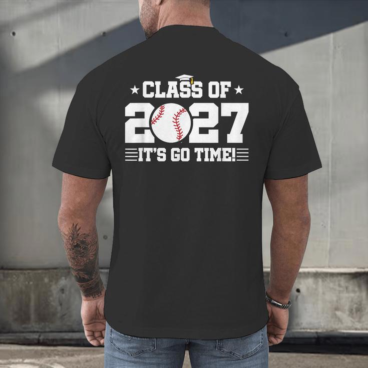 Back To School 2027 Baseball 2027 Graduation Class Of 2027 Men's Back Print T-Shirt