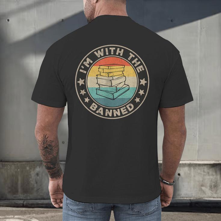 Im With The Banned Book Readers Retro Librarians Teachers Men's Back Print T-Shirt Im With The Banned Book Readers Retro Librarians Teachers Men's Back Print T-Shirt