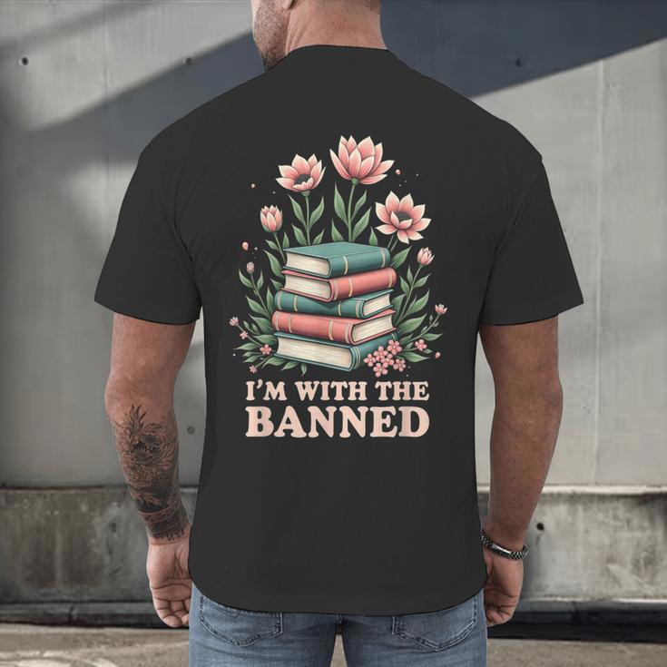 Im With The Banned Floral Flower Book Lover Men's Back Print T-Shirt