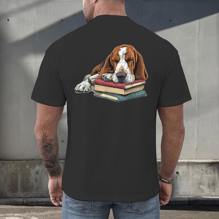 Basset Hound Books Dog Breed Graphic Men's Back Print T-Shirt