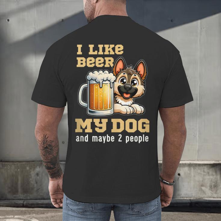 I Like Beer My Dog And Maybe 2 People Introvert Pun Men's Back Print T-Shirt