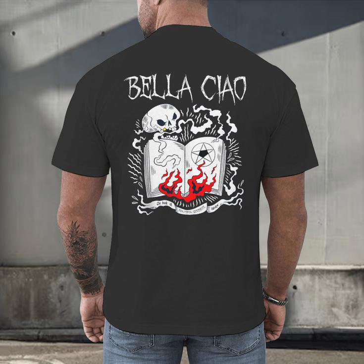 Bella Ciao Goodbye Beautiful Skull Book Of Dark Magic Occult Men's Back Print T-Shirt Bella Ciao Goodbye Beautiful Skull Book Of Dark Magic Occult Men's Back Print T-Shirt