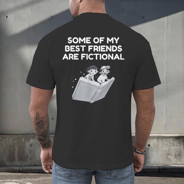 Some Of My Best Friends Are Fictional Book Lover Nerd Men's Back Print T-Shirt