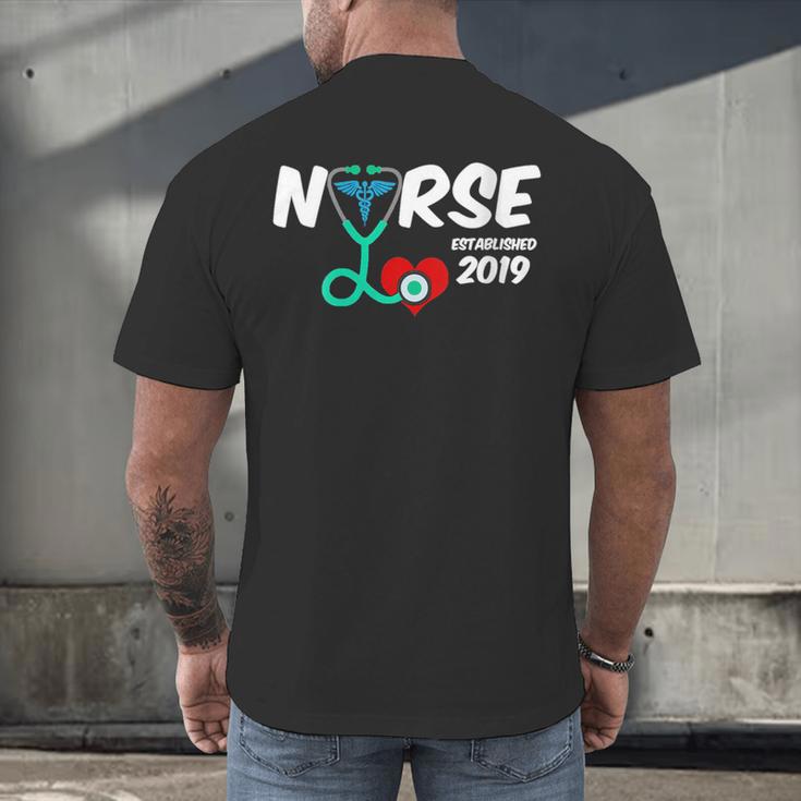 Best Nurse Graduation- RN Nurse Established 2019 LPN Men's Back Print T-Shirt