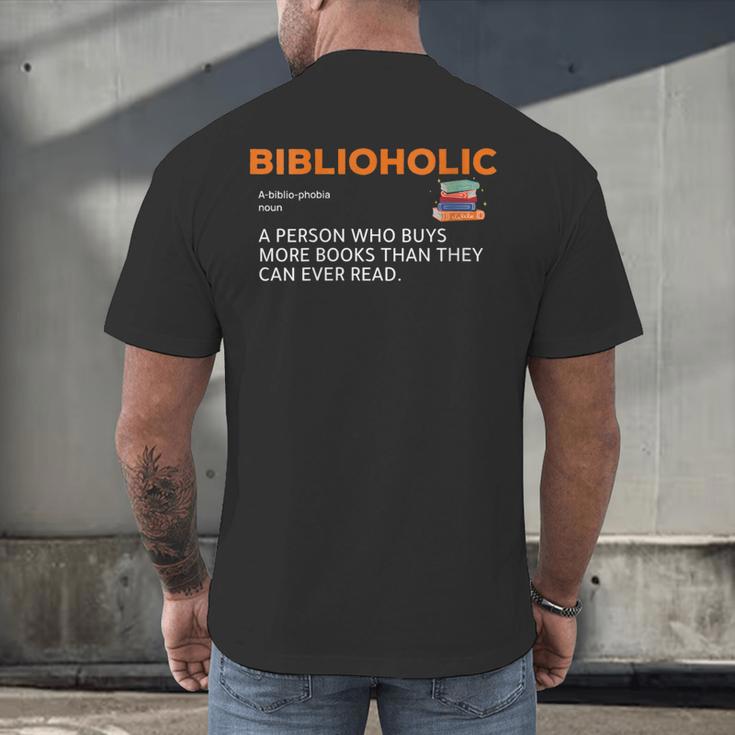 Biblioholic Definition Reading Nerd Book Lovers Geek Men's Back Print T-Shirt Biblioholic Definition Reading Nerd Book Lovers Geek Men's Back Print T-Shirt