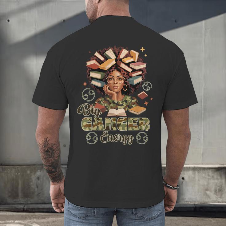 Big Cancer Energy Woman Camo Zodiac Book Teacher Men's Back Print T-Shirt