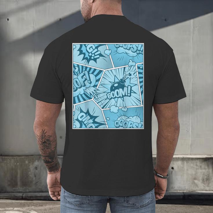 Blue Comic Book Blue Graphic Men's Back Print T-Shirt