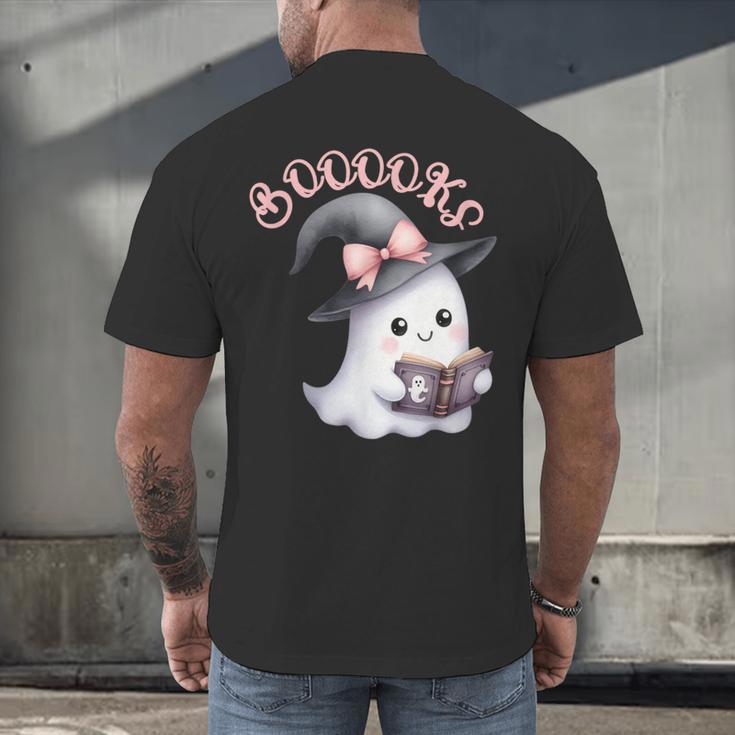 Boo Ghost Books Coquette Bow Halloween Women School Teacher Men's Back Print T-Shirt