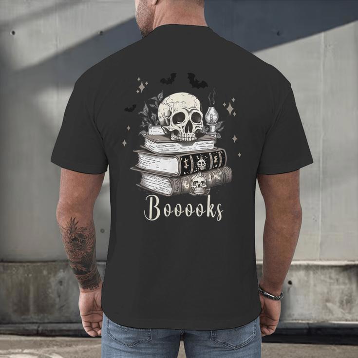 Boo Skeleton Skull Books Halloween Women School Teacher Kid Men's Back Print T-Shirt Boo Skeleton Skull Books Halloween Women School Teacher Kid Men's Back Print T-Shirt
