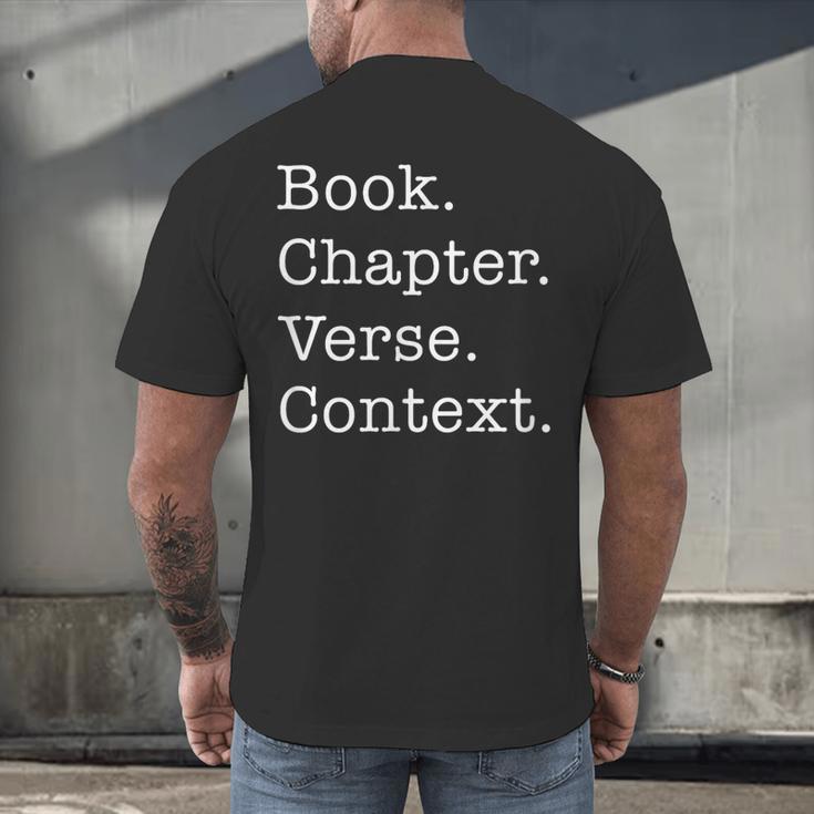 Book Chapter Verse Context Theology Christian Reformed Men's Back Print T-Shirt Book Chapter Verse Context Theology Christian Reformed Men's Back Print T-Shirt
