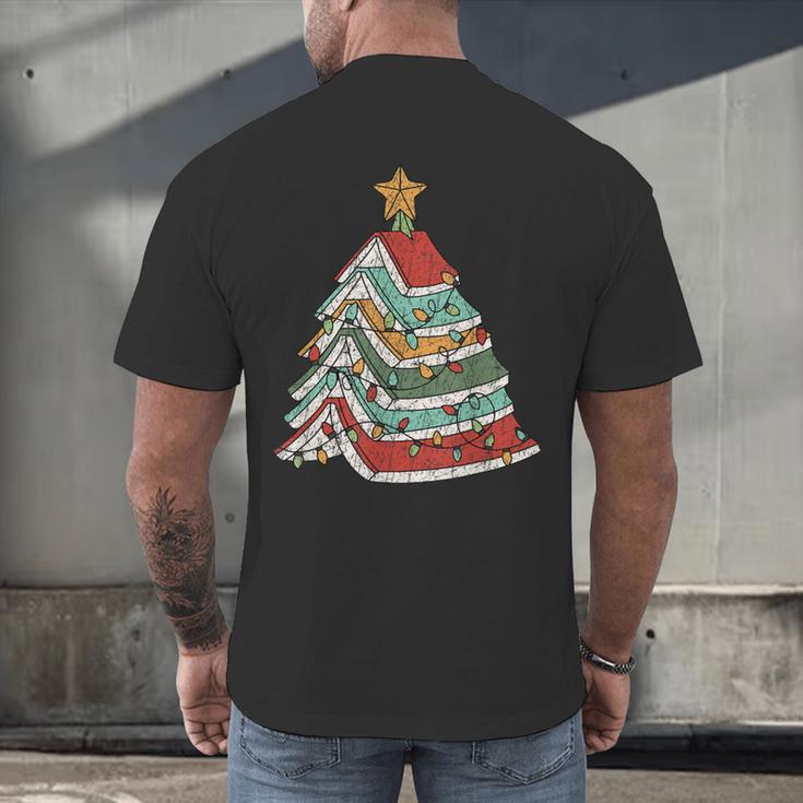 Book Christmas Tree For Librarians Book Lovers Men's Back Print T-Shirt