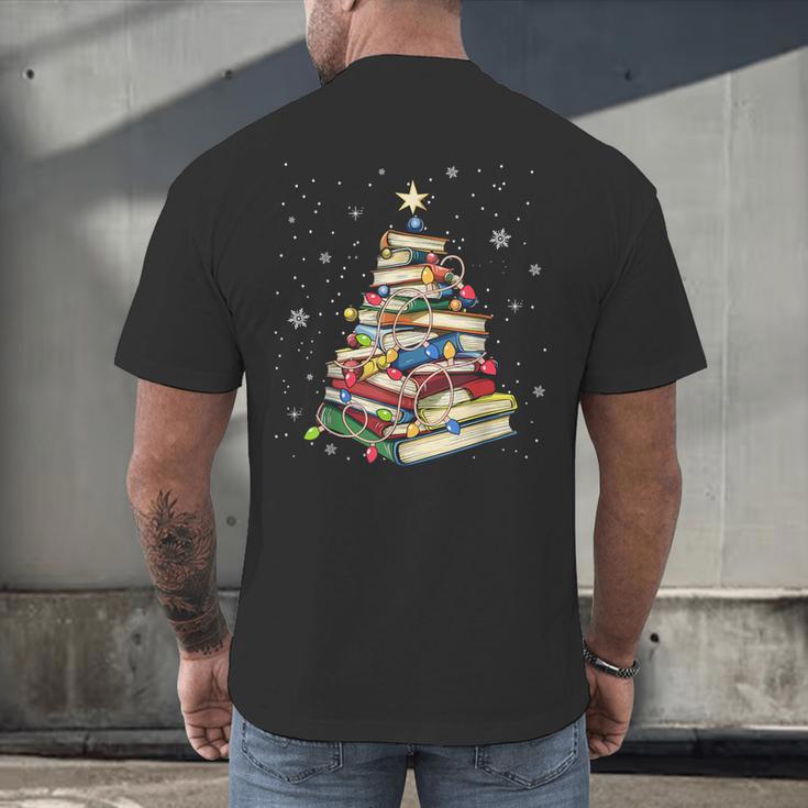 Book Christmas Tree Teacher Book Lover Crew Neck Modern Classic Christmas Small Short Sleeve -Adults -Kids Men's Back Print T-Shirt