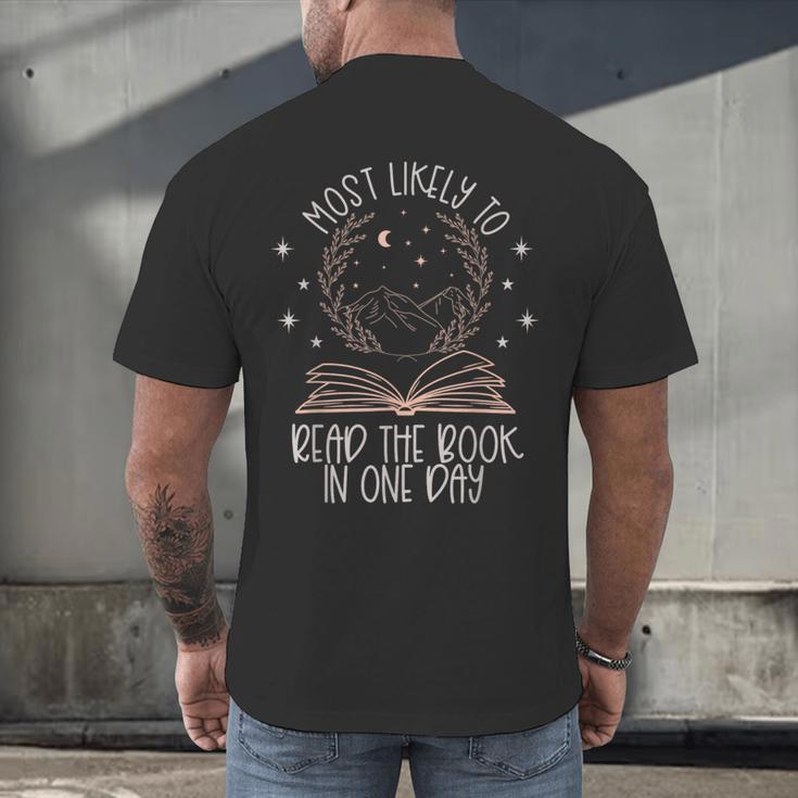 Book Club Shirts For Women Most Likely To Read One Day Men's Back Print T-Shirt
