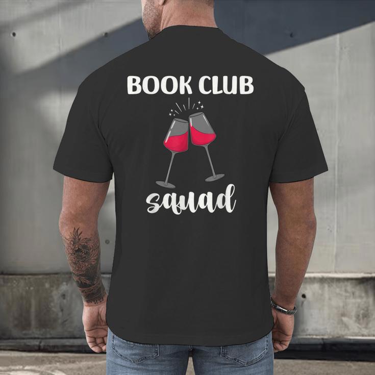 Book Club Squad Reading Bookworm Wine Lover Humor Men's Back Print T-Shirt