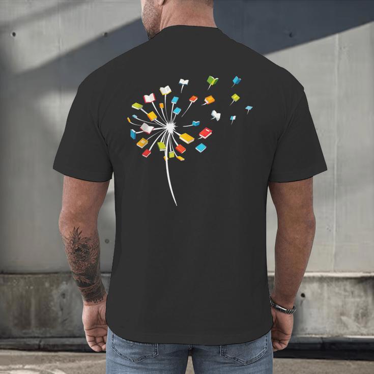 Book Dandelion Reading Lover Bookworm Bookish Librarian Read Men's Back Print T-Shirt