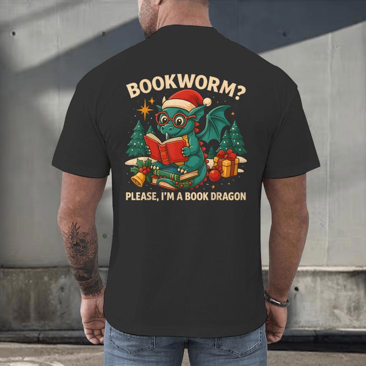 Book Dragon Christmas Reading For Fantasy Lovers Men's Back Print T-Shirt