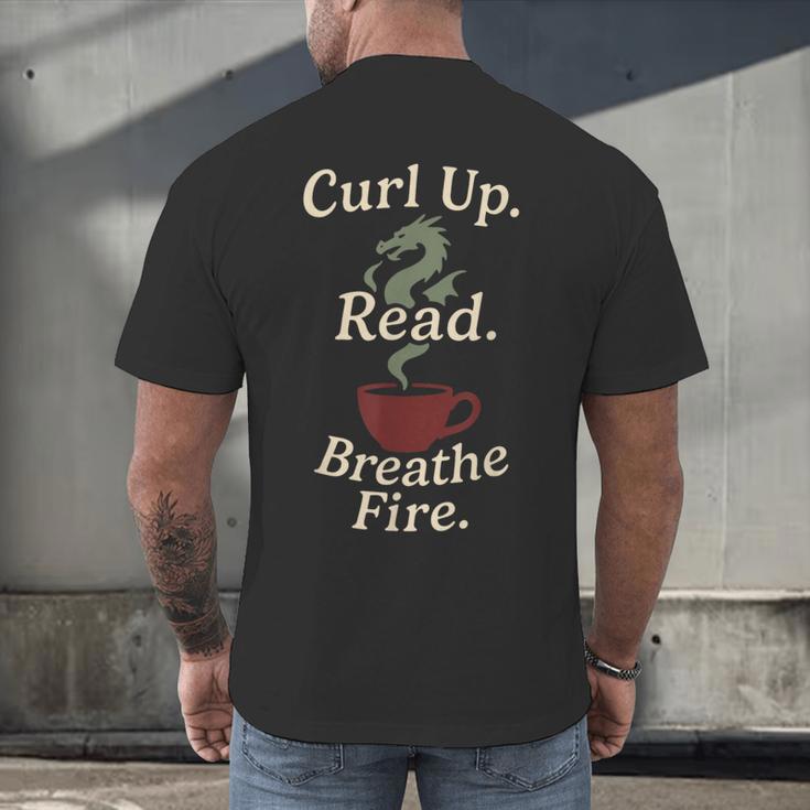 Book Dragon Fantasy Reader Cozy Reading Book Lover Dragon Men's Back Print T-Shirt
