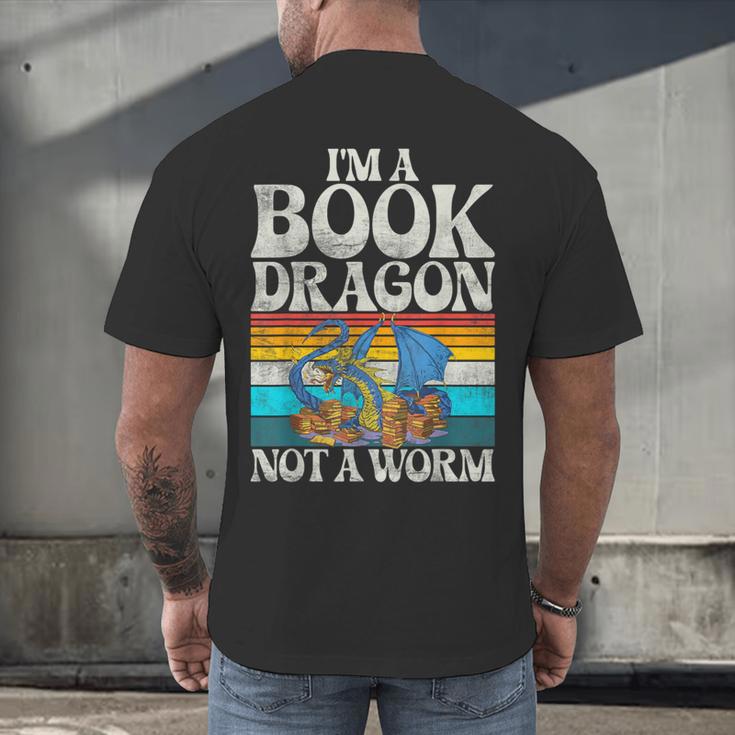 Im a Book Dragon Not a Worm Dragon Men's Back Print T-Shirt