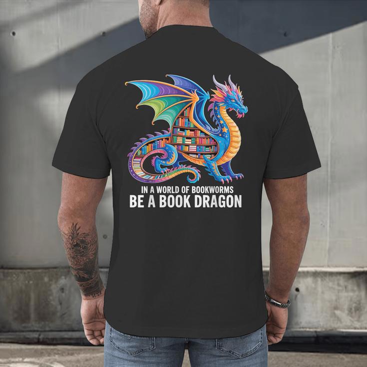 Be a Book Dragon Reading Men's Back Print T-Shirt