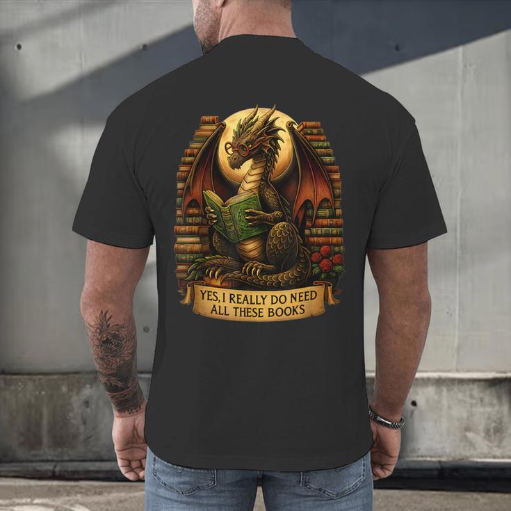 Book Dragon Yes I Really Do Need All These Books Men Women Men's Back Print T-Shirt Book Dragon Yes I Really Do Need All These Books Men Women Men's Back Print T-Shirt
