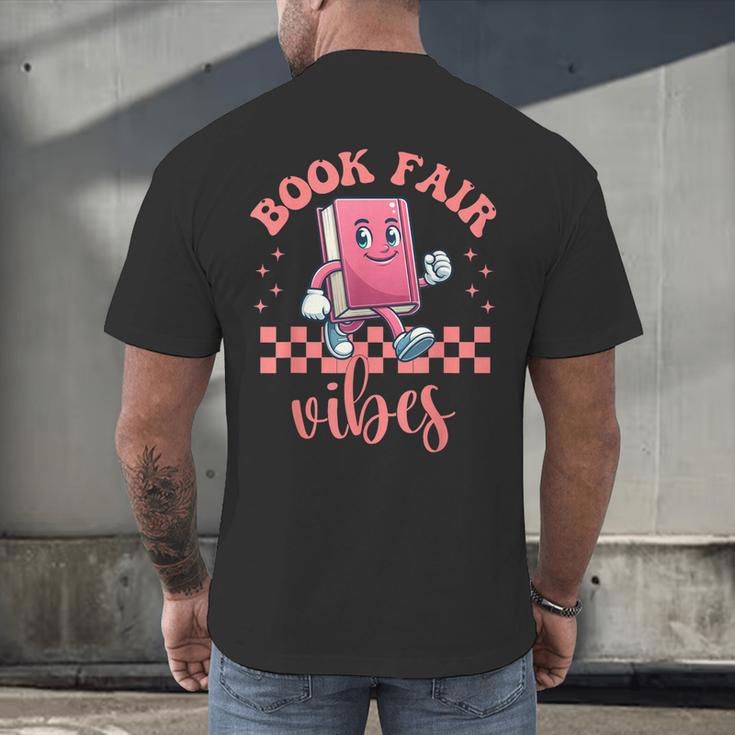 Book Fair Vibes School Librarian Retro 70s Reading Bookworm Men's Back Print T-Shirt