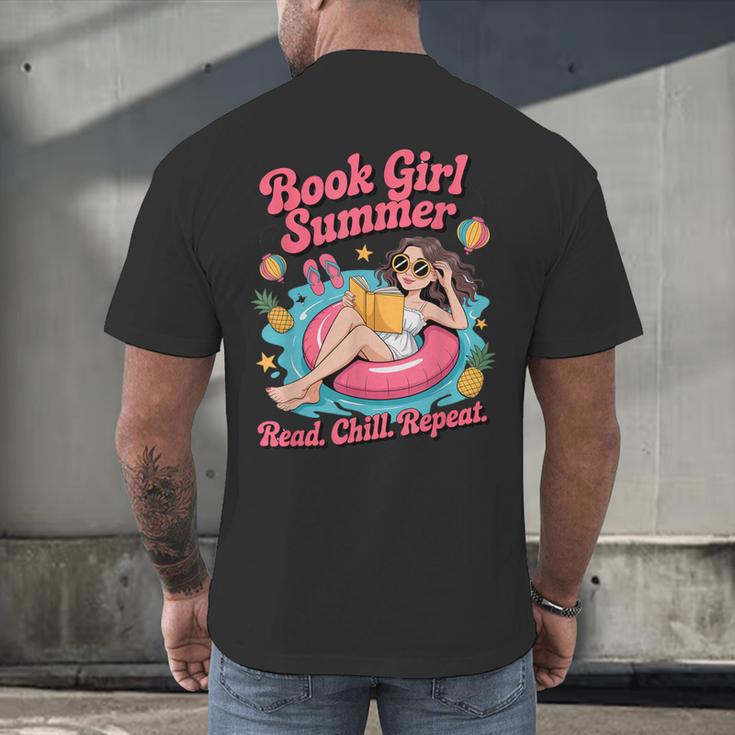 Book Girl Summer Beach Vacation Book Lover Men's Back Print T-Shirt