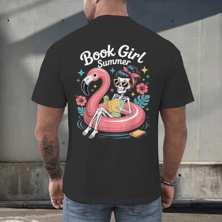 Book Girl Summer Skeleton Reading Books Lovers Beach Men's Back Print T-Shirt