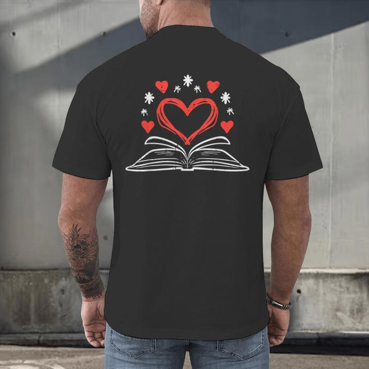 Book Heart Read Book Reading Librarian Men Women Kids Men's Back Print T-Shirt Book Heart Read Book Reading Librarian Men Women Kids Men's Back Print T-Shirt