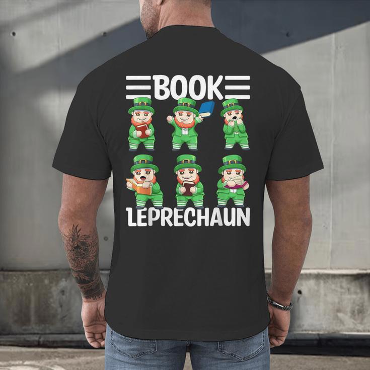 Book Leprechaun St Patrick's Day Library Librarian Reading Men's Back Print T-Shirt