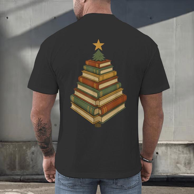 Book Lover Christmas Graphic For Librarians Men's Back Print T-Shirt Book Lover Christmas Graphic For Librarians Men's Back Print T-Shirt