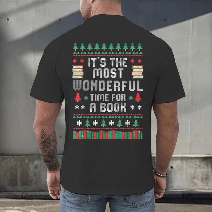 Book Lover Christmas Reader Ugly Sweater Tee Xmas New Year Men's Back Print T-Shirt Book Lover Christmas Reader Ugly Sweater Tee Xmas New Year Men's Back Print T-Shirt