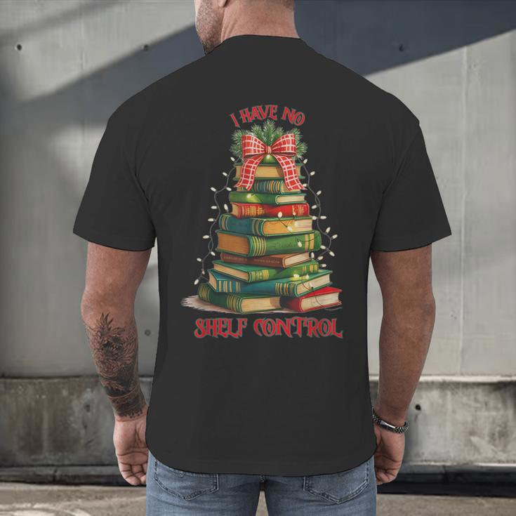 Book Lover Christmas Tree I Have No Shelf Control Men's Back Print T-Shirt Book Lover Christmas Tree I Have No Shelf Control Men's Back Print T-Shirt
