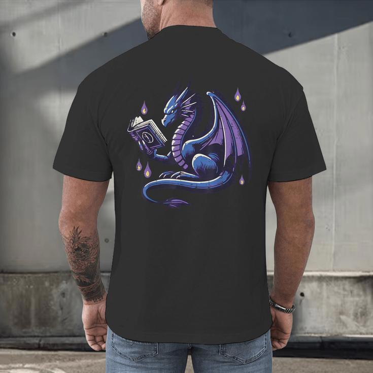 Book Lover Dragon Reading Cool Fantasy Women Girls Kids Men Men's Back Print T-Shirt