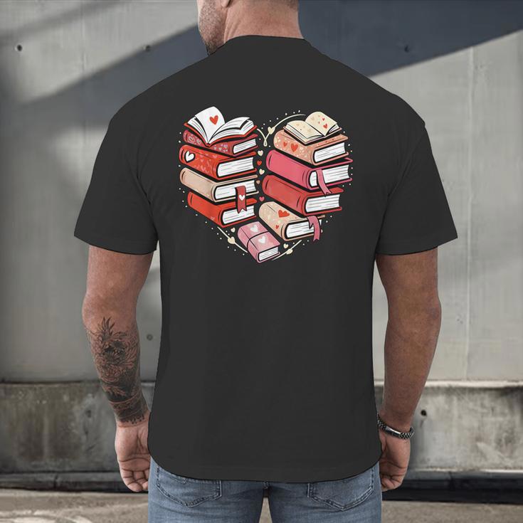 Book Lover Heart Shape Reading Librarian Valentine Men Women Men's Back Print T-Shirt