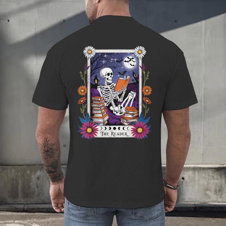 Book Lover Tarot Card The Reader Mystic Skeleton Men's Back Print T-Shirt