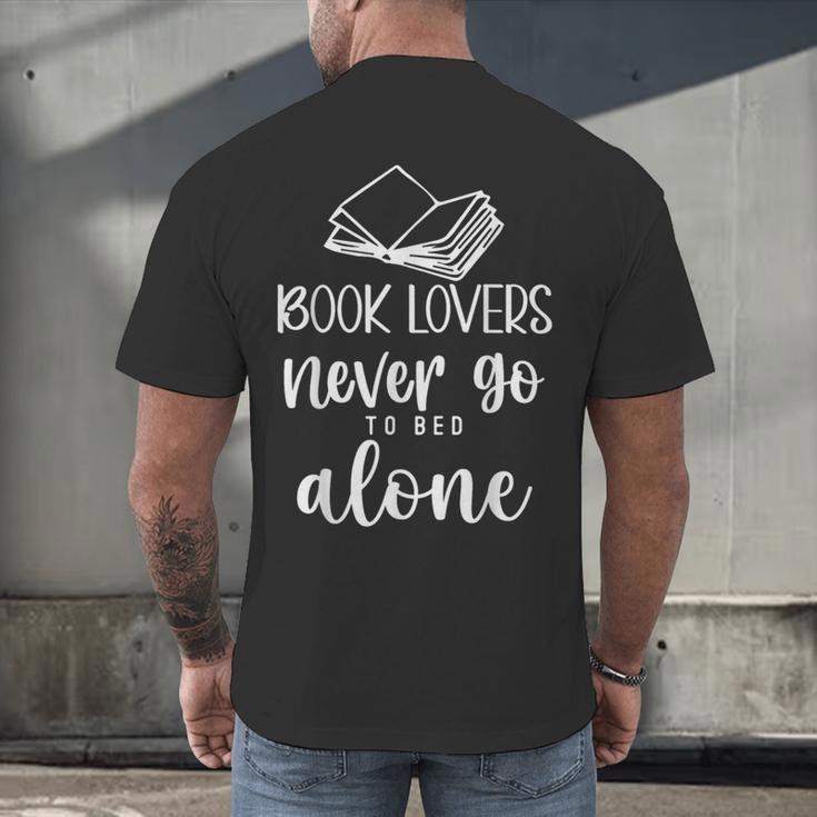 Book Lovers Never Go To Bed Alone Bibliophile Humor Men's Back Print T-Shirt