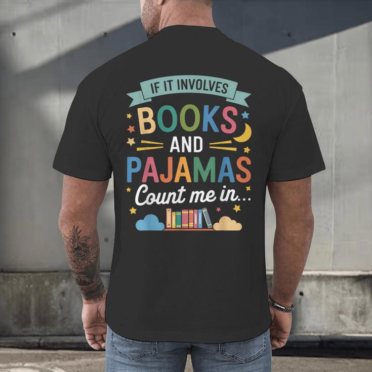 Book Lovers Reading Bedtime Cozy Pajama For Librarians Men's Back Print T-Shirt Book Lovers Reading Bedtime Cozy Pajama For Librarians Men's Back Print T-Shirt