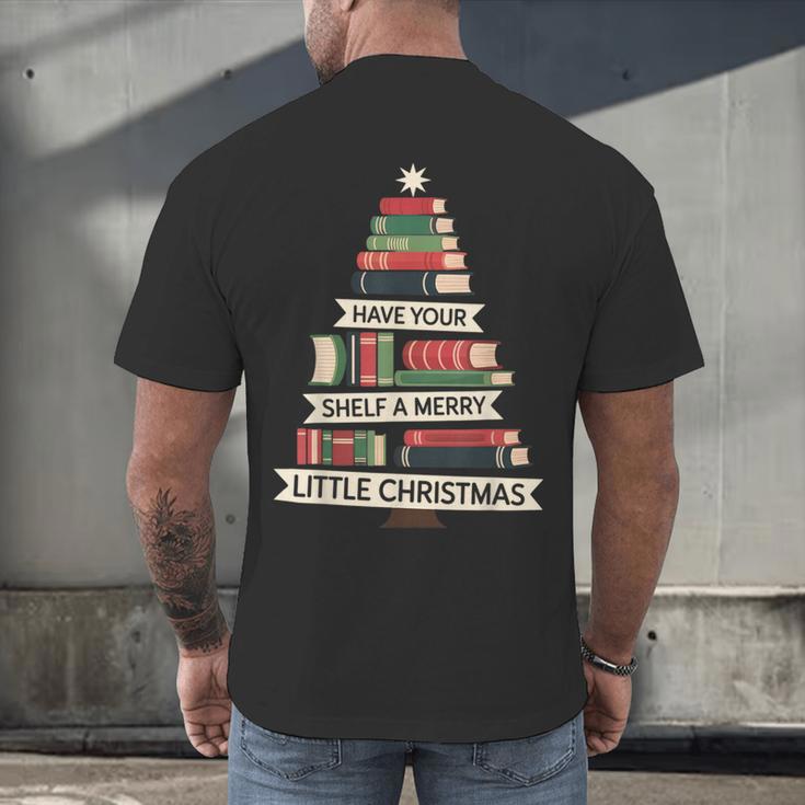 Book Merry Little Christmas Tree Holiday Men's Back Print T-Shirt